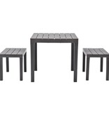 VidaXL Tuintafel met 2 banken kunststof bruin