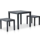 VidaXL Tuintafel met 2 banken kunststof antraciet