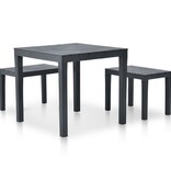 VidaXL Tuintafel met 2 banken kunststof antraciet