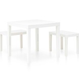 VidaXL Tuintafel met 2 banken kunststof wit
