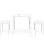 VidaXL Tuintafel met 2 banken kunststof wit