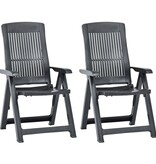 VidaXL Tuinstoelen 2 st verstelbaar kunststof antracietkleurig