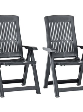 VidaXL Tuinstoelen 2 st verstelbaar kunststof antracietkleurig