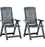 VidaXL Tuinstoelen 2 st verstelbaar kunststof groen