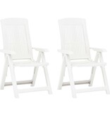 VidaXL Tuinstoelen 2 st verstelbaar kunststof wit