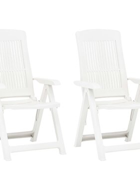 VidaXL Tuinstoelen 2 st verstelbaar kunststof wit