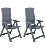 VidaXL Tuinstoelen 2 st verstelbaar kunststof antracietkleurig