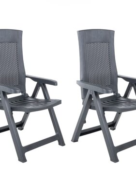 VidaXL Tuinstoelen 2 st verstelbaar kunststof antracietkleurig
