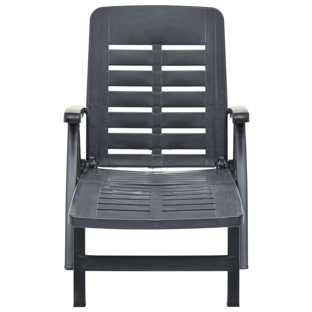 VidaXL Ligbed inklapbaar kunststof antraciet