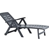 VidaXL Ligbed inklapbaar kunststof antraciet