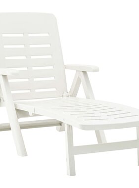 VidaXL Ligbed inklapbaar kunststof wit