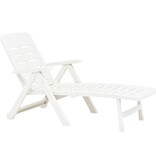 VidaXL Ligbed inklapbaar kunststof wit