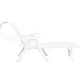 VidaXL Ligbed inklapbaar kunststof wit