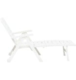 VidaXL Ligbed inklapbaar kunststof wit