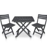 VidaXL 3-delige Bistroset inklapbaar kunststof antraciet