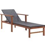 VidaXL Ligbed met kussen poly rattan en massief acaciahout zwart