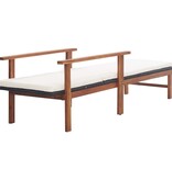 VidaXL Ligbed met kussen poly rattan en massief acaciahout zwart