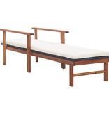 VidaXL Ligbed met kussen poly rattan en massief acaciahout zwart