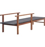 VidaXL Ligbed poly rattan en massief acaciahout zwart