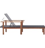 VidaXL Ligbed poly rattan en massief acaciahout zwart