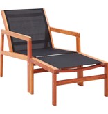 VidaXL Tuinstoel met voetensteun massief eucalyptushout en textileen