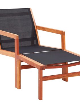VidaXL Tuinstoel met voetensteun massief eucalyptushout en textileen