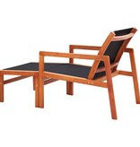 VidaXL Tuinstoel met voetensteun massief eucalyptushout en textileen