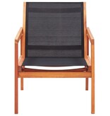 VidaXL Loungestoel massief eucalyptushout en textileen zwart