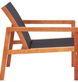VidaXL Loungestoel massief eucalyptushout en textileen zwart