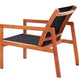 VidaXL Loungestoel massief eucalyptushout en textileen zwart
