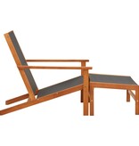 VidaXL Tuinstoel met voetensteun massief eucalyptushout en textileen