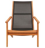 VidaXL Loungestoel massief eucalyptushout en textileen zwart