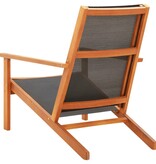 VidaXL Loungestoel massief eucalyptushout en textileen zwart