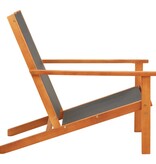 VidaXL Loungestoel massief eucalyptushout en textileen zwart