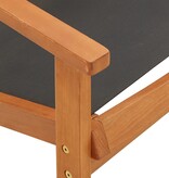 VidaXL Loungestoel massief eucalyptushout en textileen zwart
