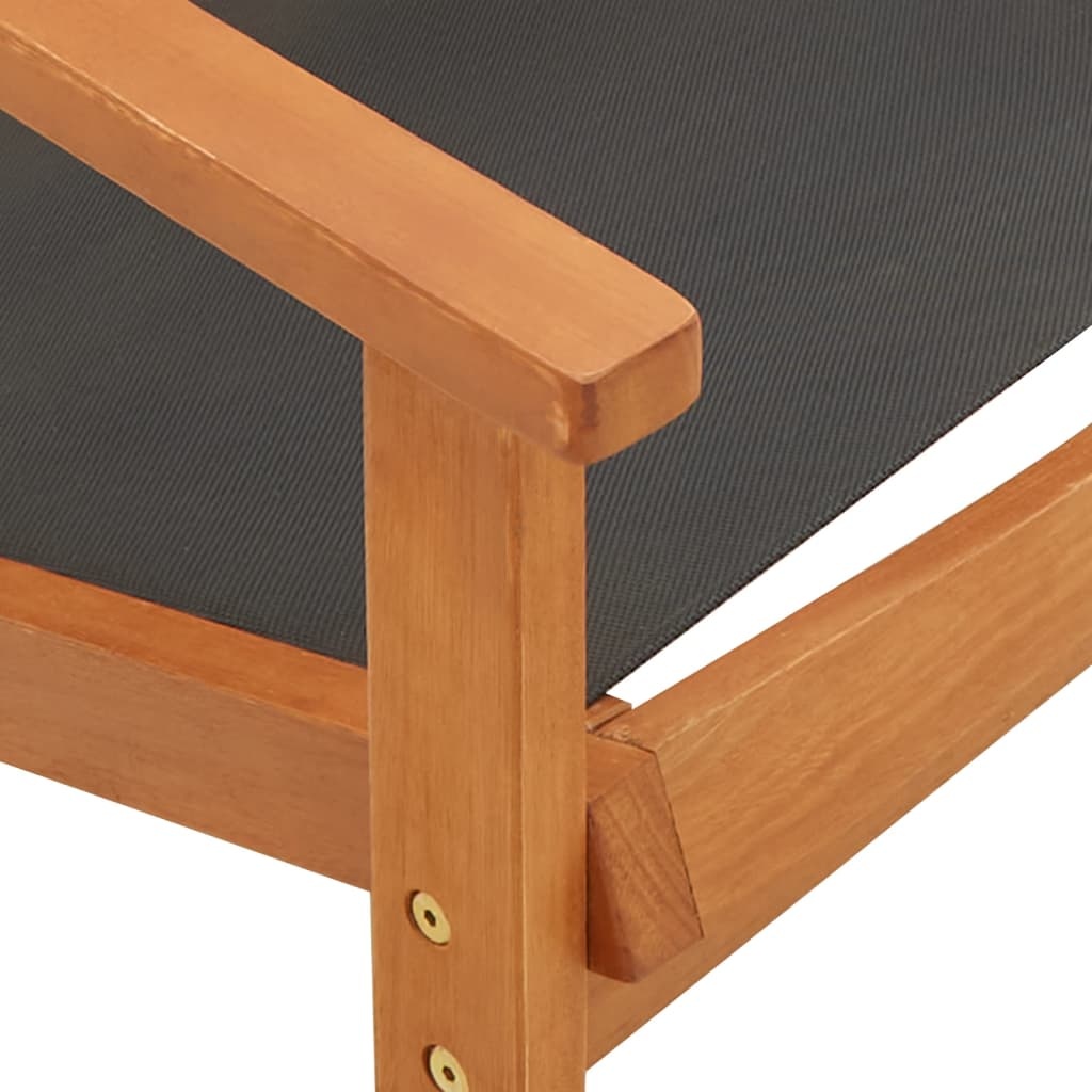 VidaXL Loungestoel massief eucalyptushout en textileen zwart