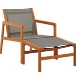 VidaXL Tuinstoel met voetensteun eucalyptushout en textileen grijs