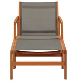 VidaXL Tuinstoel met voetensteun eucalyptushout en textileen grijs