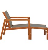 VidaXL Tuinstoel met voetensteun eucalyptushout en textileen grijs