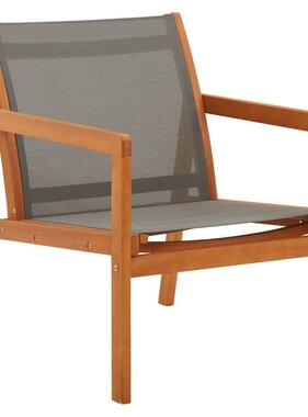 VidaXL Loungestoel massief eucalyptushout en textileen grijs