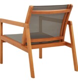 VidaXL Loungestoel massief eucalyptushout en textileen grijs