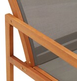 VidaXL Loungestoel massief eucalyptushout en textileen grijs
