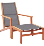 VidaXL Tuinstoel met voetensteun eucalyptushout en textileen grijs