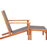 VidaXL Tuinstoel met voetensteun eucalyptushout en textileen grijs