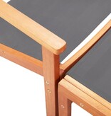 VidaXL Tuinstoel met voetensteun eucalyptushout en textileen grijs