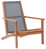 VidaXL Loungestoel massief eucalyptushout en textileen grijs