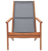 VidaXL Loungestoel massief eucalyptushout en textileen grijs