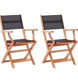 VidaXL Tuinstoelen inklapbaar 2 st eucalyptushout en textileen zwart