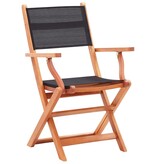 VidaXL Tuinstoelen inklapbaar 2 st eucalyptushout en textileen zwart