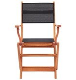 VidaXL Tuinstoelen inklapbaar 2 st eucalyptushout en textileen zwart